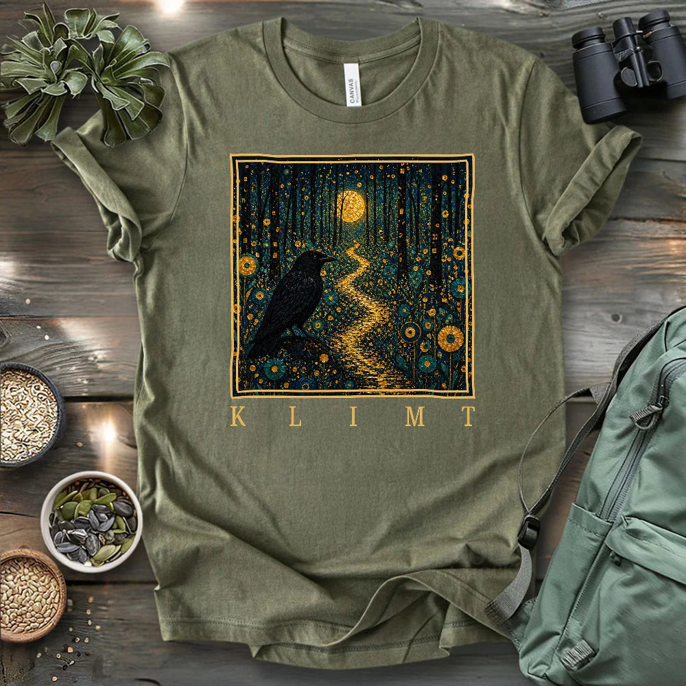 Klimt Crow On Golden Road T-shirt