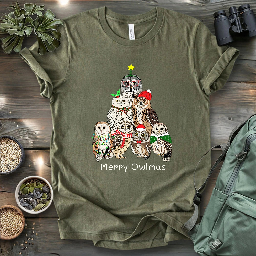 Owl Family Christmas T-shirt