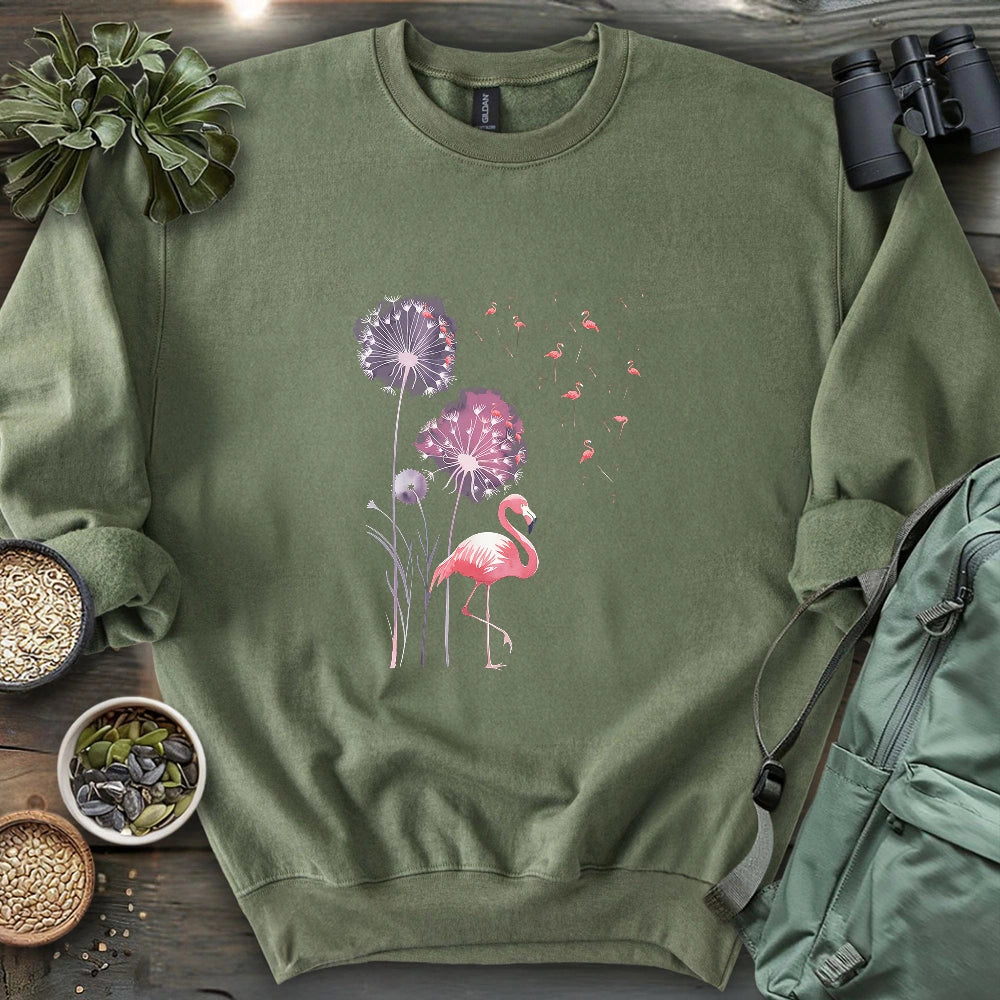 Pink Flamingo Dandelion Sweatshirt