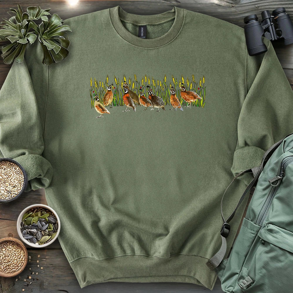Quails At Wheat Field Sweatshirt
