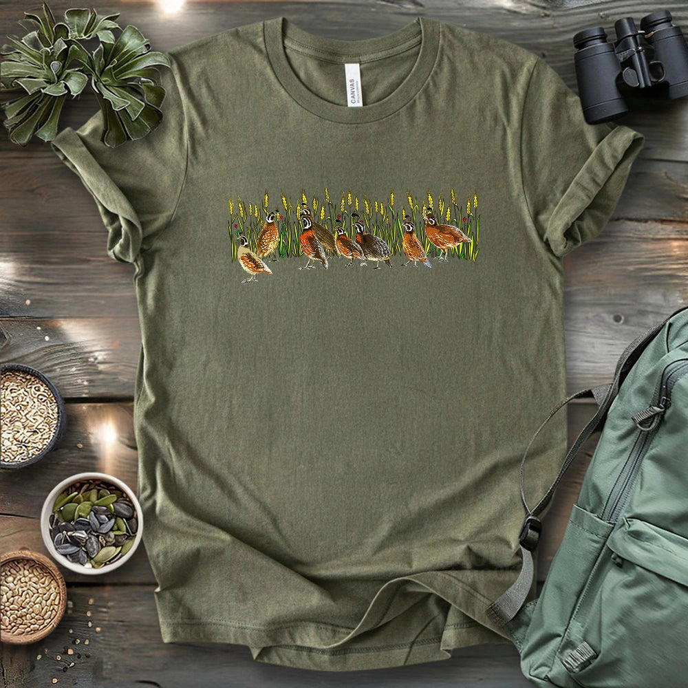 Quails At Wheat Field T-shirt