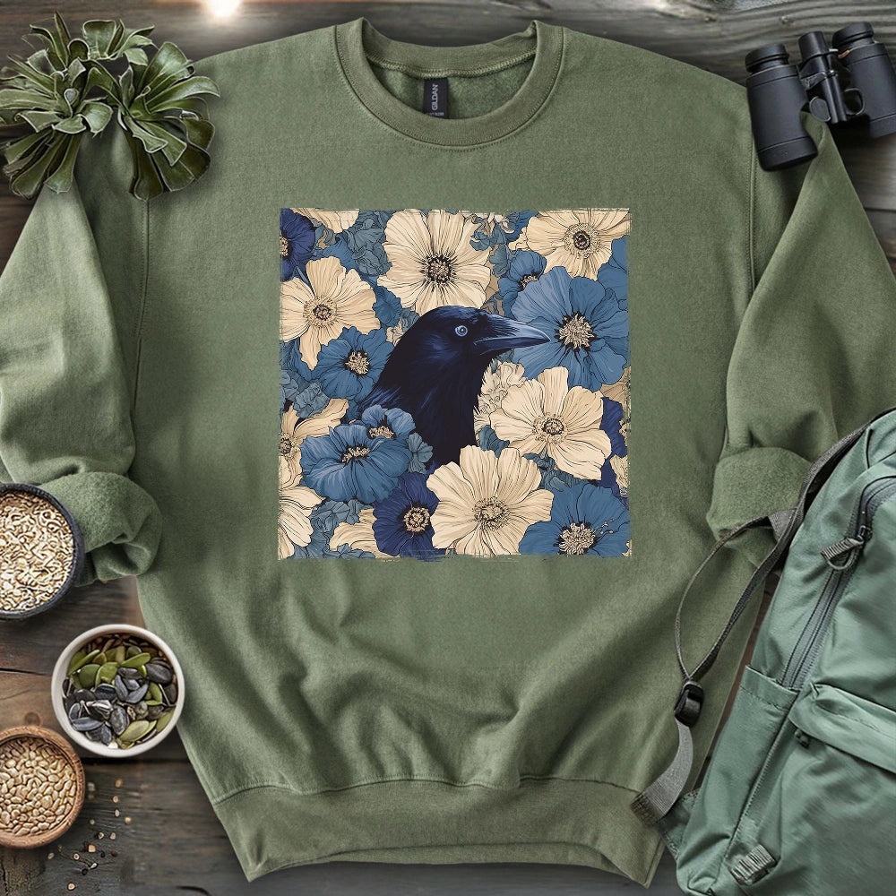 Raven In Flower Field Sweatshirt
