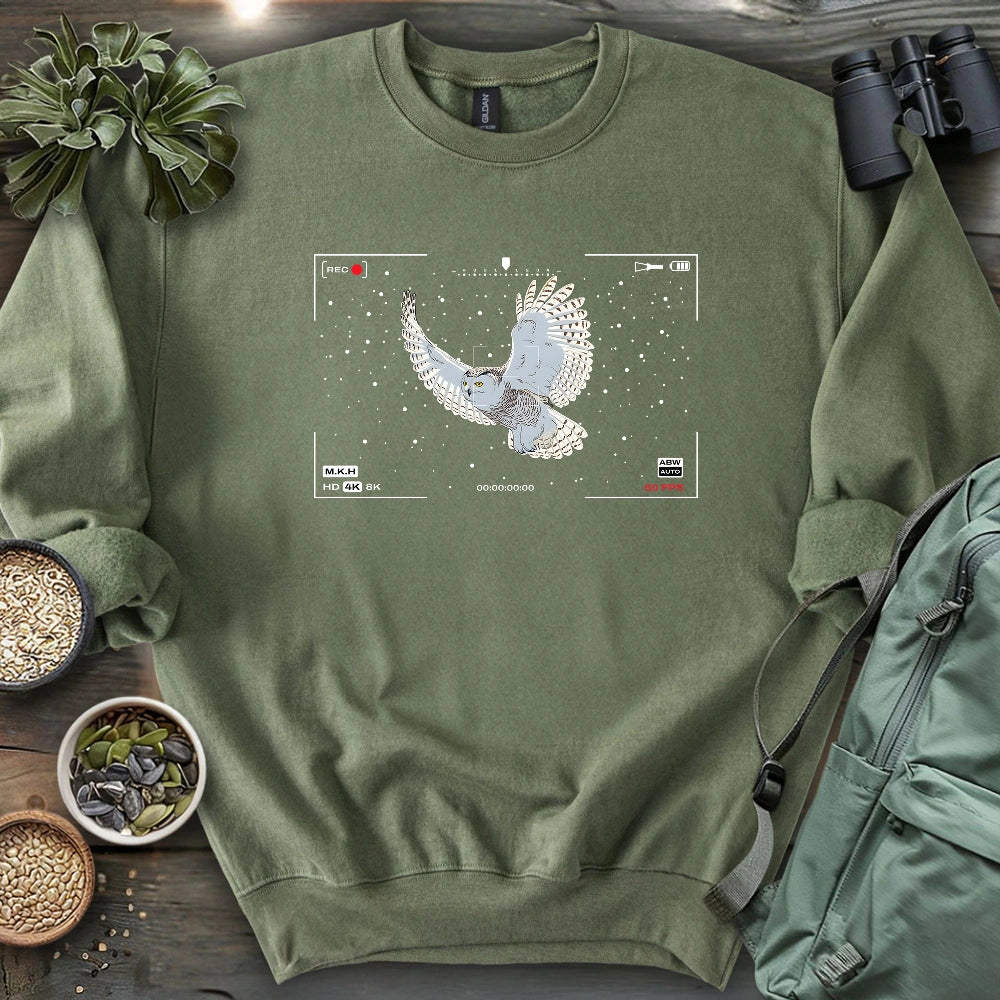 Snowy Owl In Snow Sweatshirt