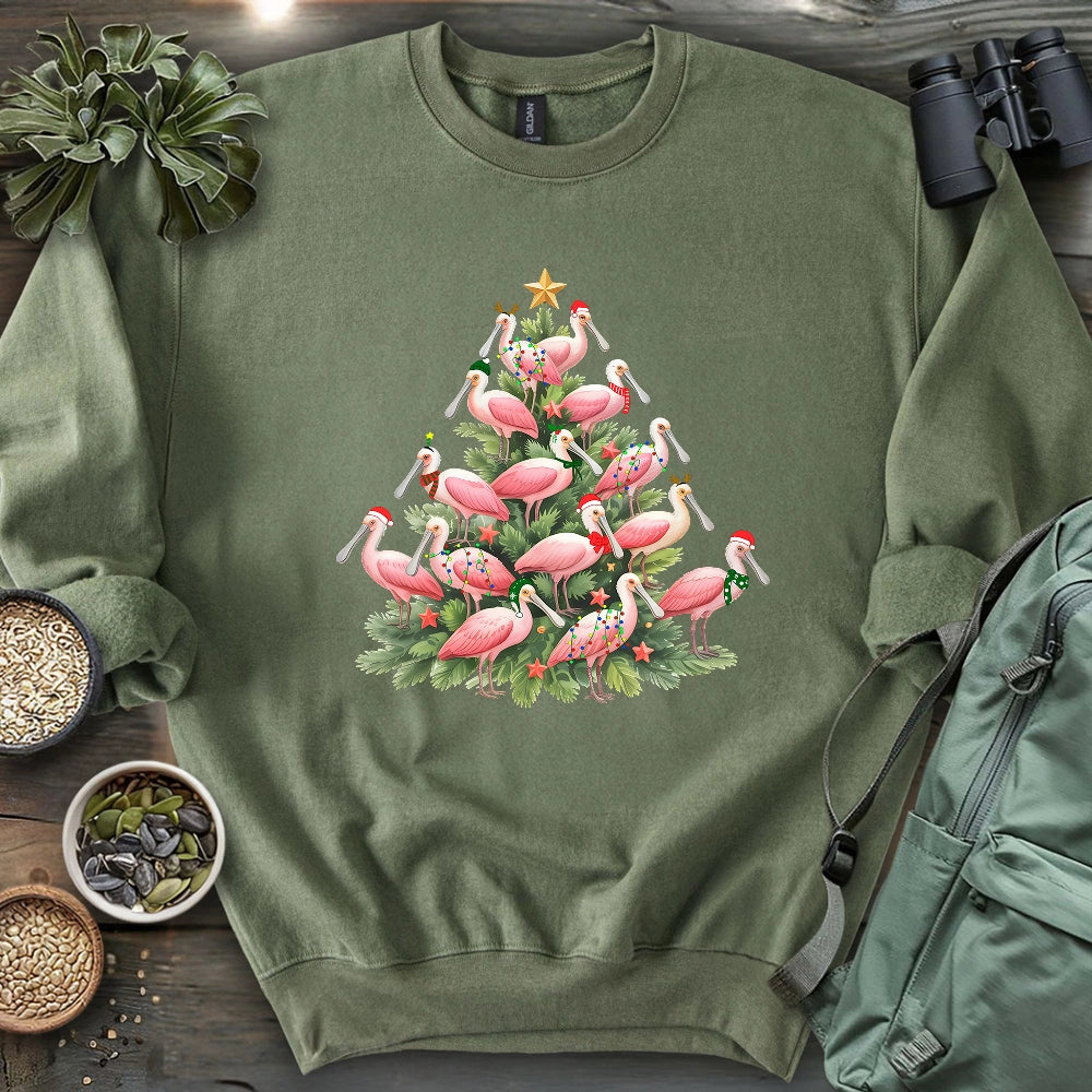 Spoonbill Christmas Tree Sweatshirt