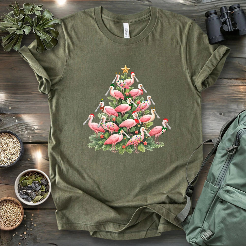Spoonbill Christmas Tree T-shirt