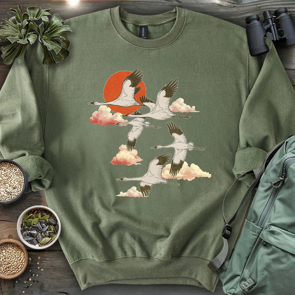 Twilight Whooping Cranes Sweatshirt