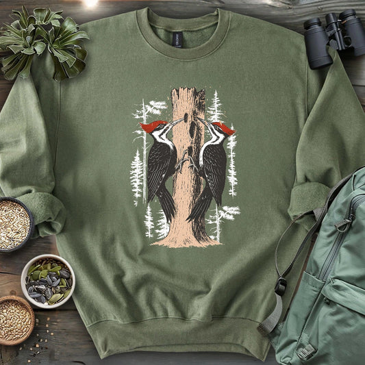 Twin Woodpeckers Drumming Sweatshirt