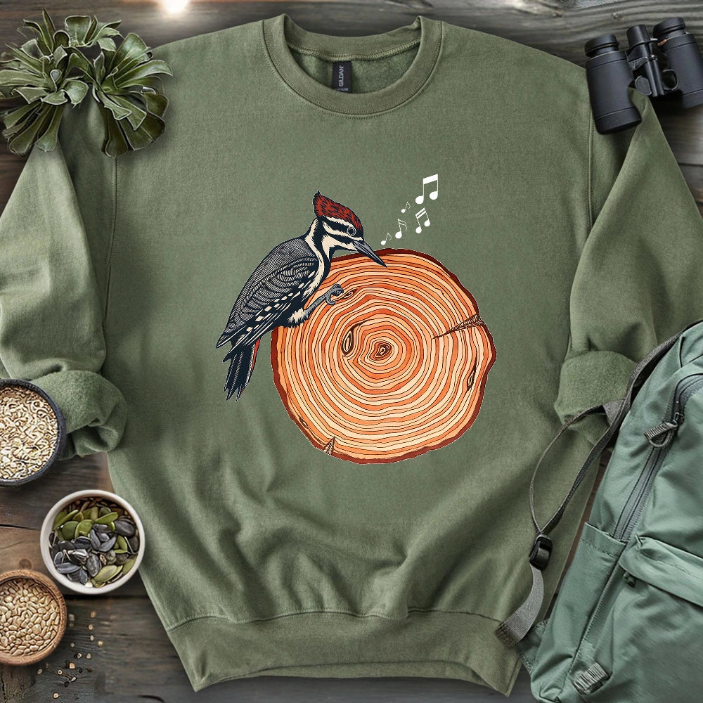 Woodpecker Playing Vinyl Sweatshirt