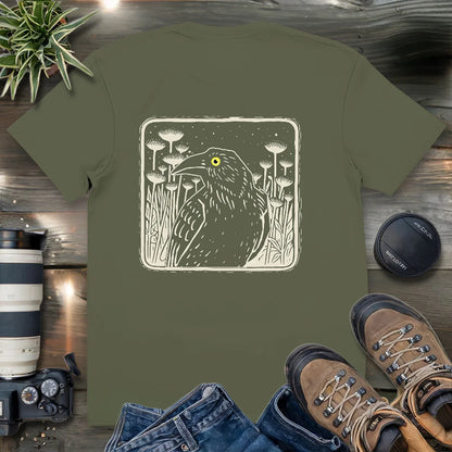 Floral Crow Silhouette 2 Side T-shirt