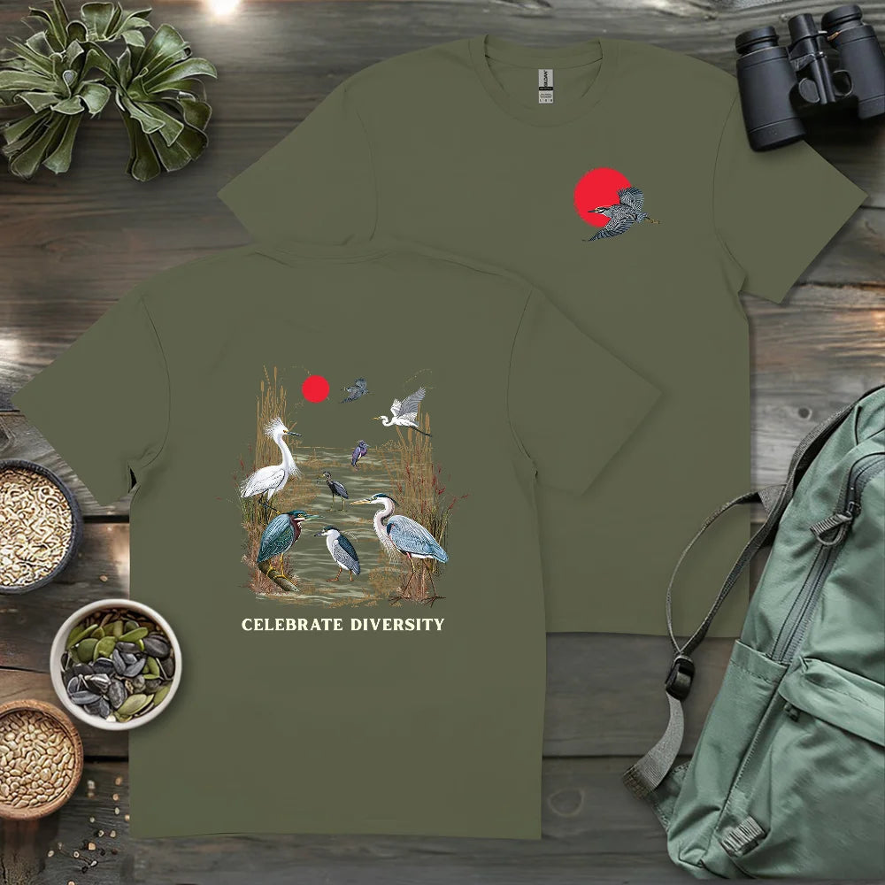 Celebrate Heron Diversity 2 Side T-shirt