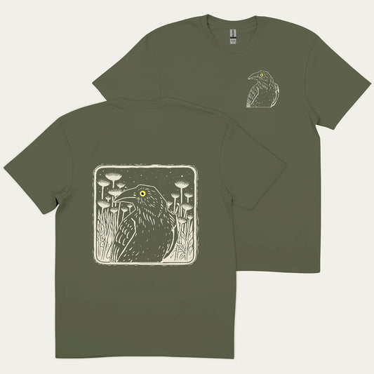 Floral Crow Silhouette 2 Side T-shirt