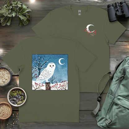 Snowy Owl At Midnight 2 Side T-shirt