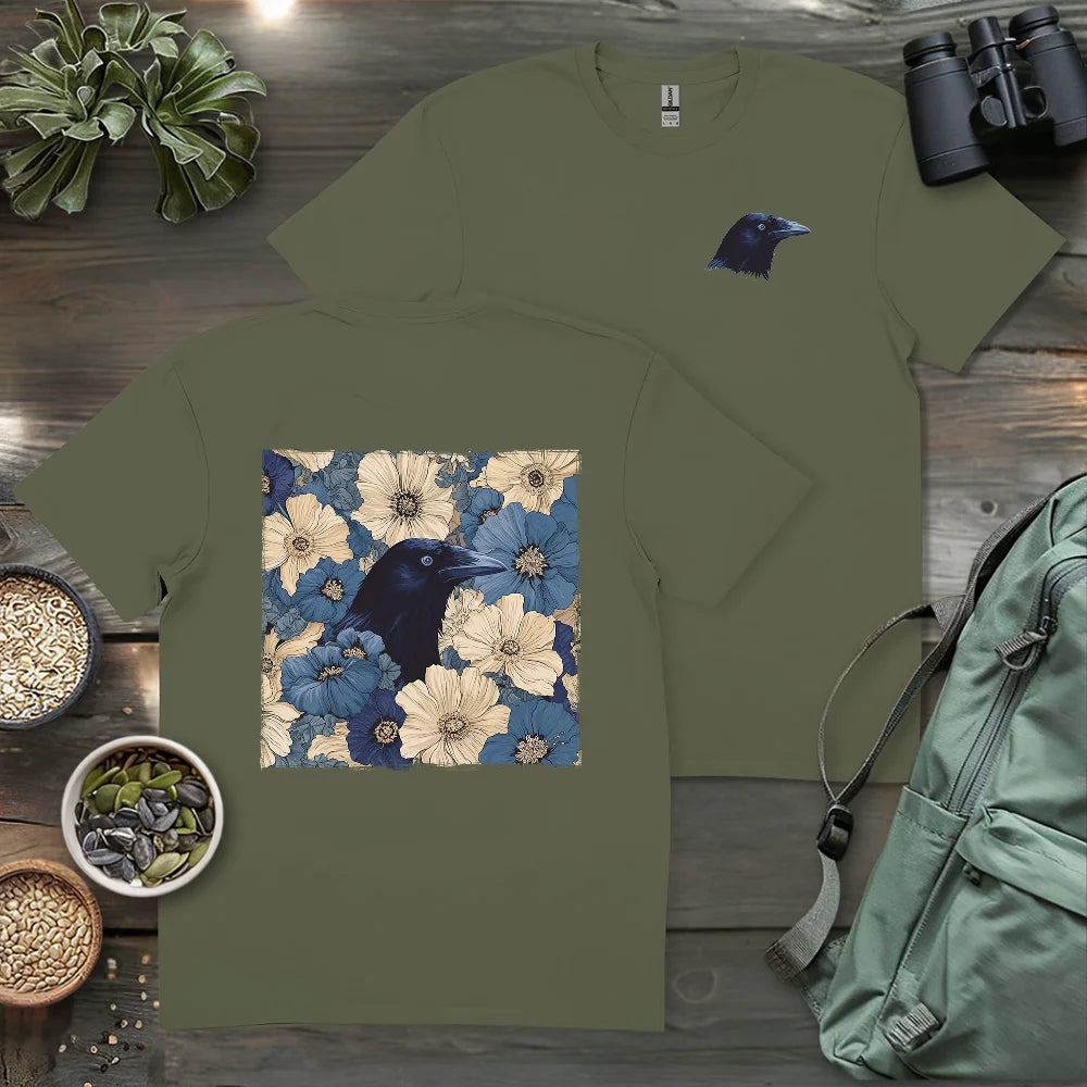 Raven In Flower Field 2 Side T-shirt