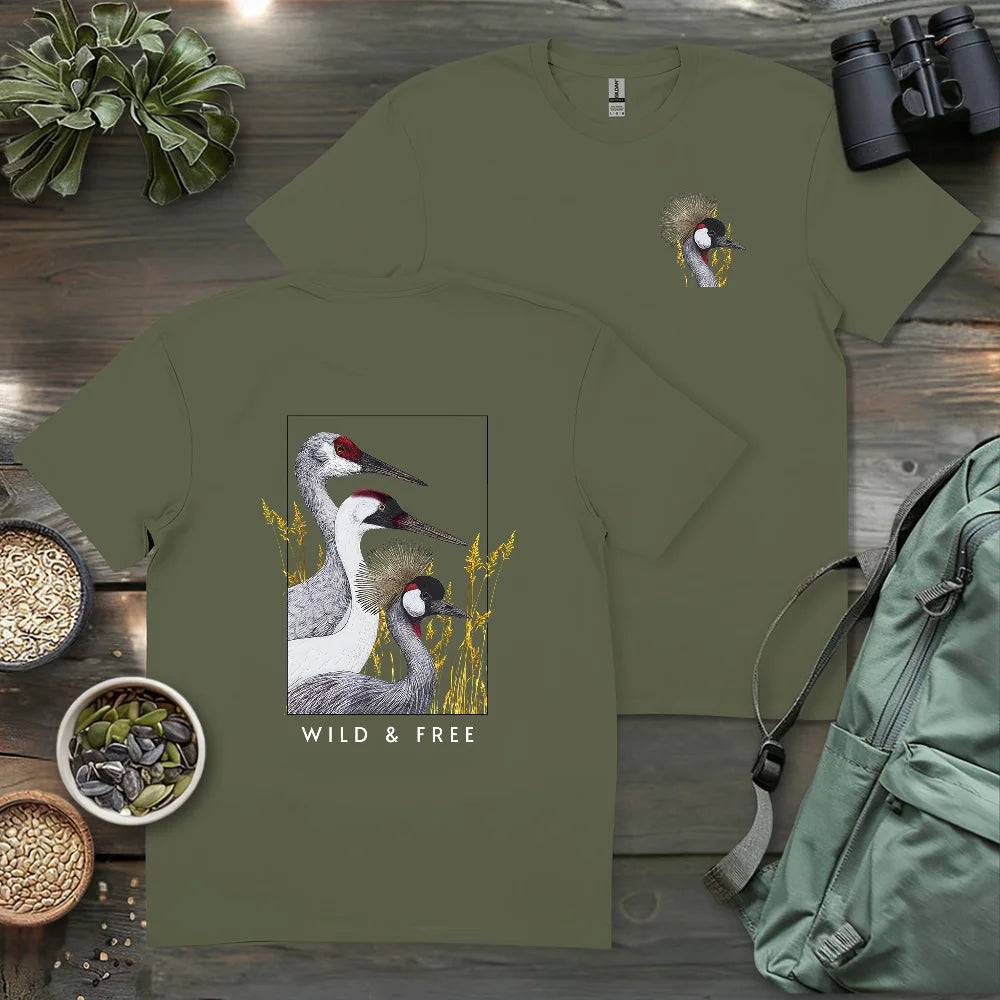 Wild Cranes Must Be Protected 2 Side T-shirt
