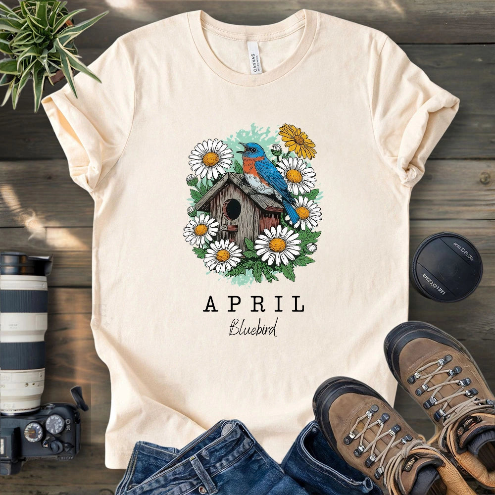 April Bluebird & Bird House T-shirt