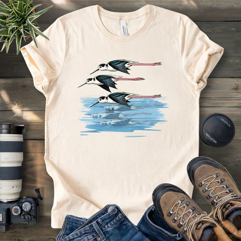 Black Necked Stilts Trio T-shirt