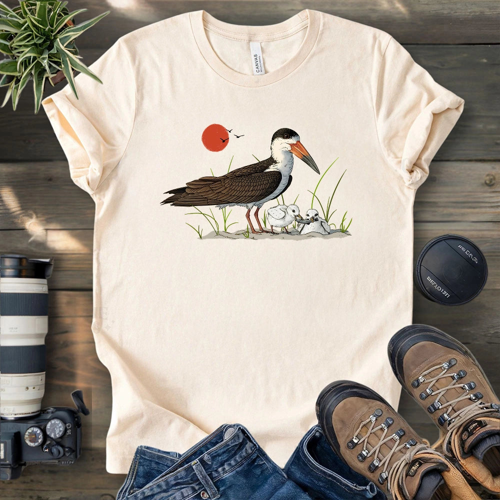 Black Skimmer With Chicks T-shirt
