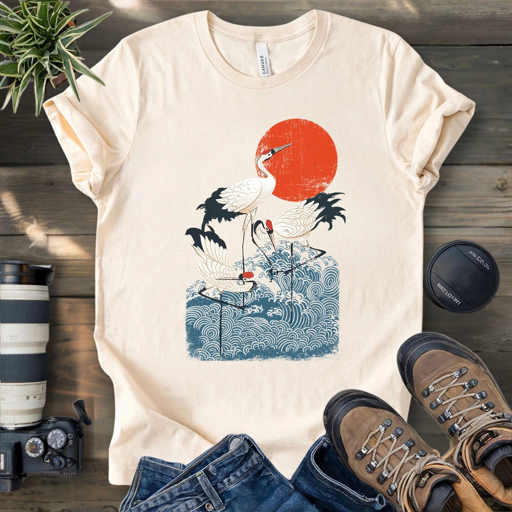 Crimson Sun Cranes T-shirt