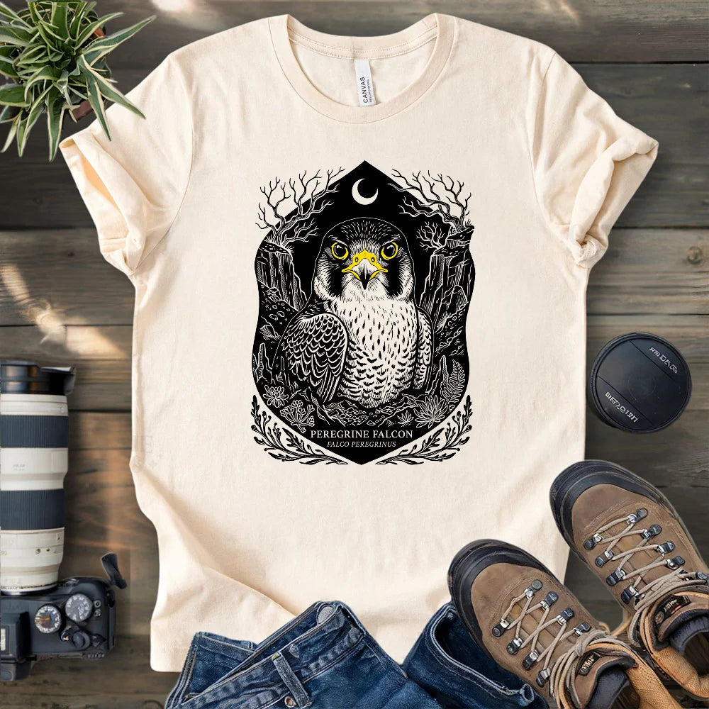 Falco Peregrinus Linocut T-shirt