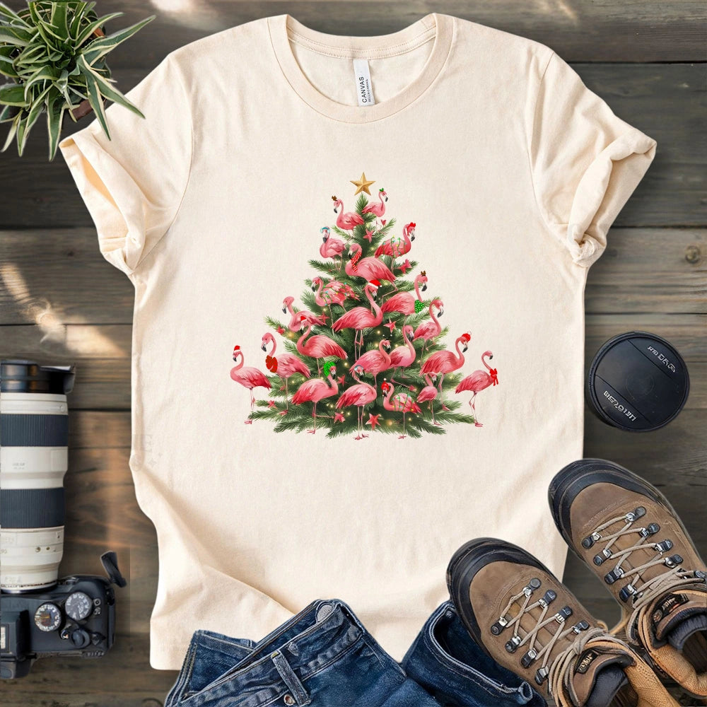 Flamingo Christmas Tree T-shirt