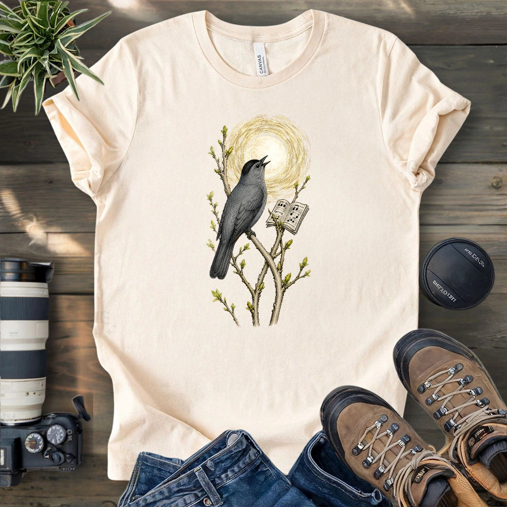 Grey Cat Bird Diva T-shirt