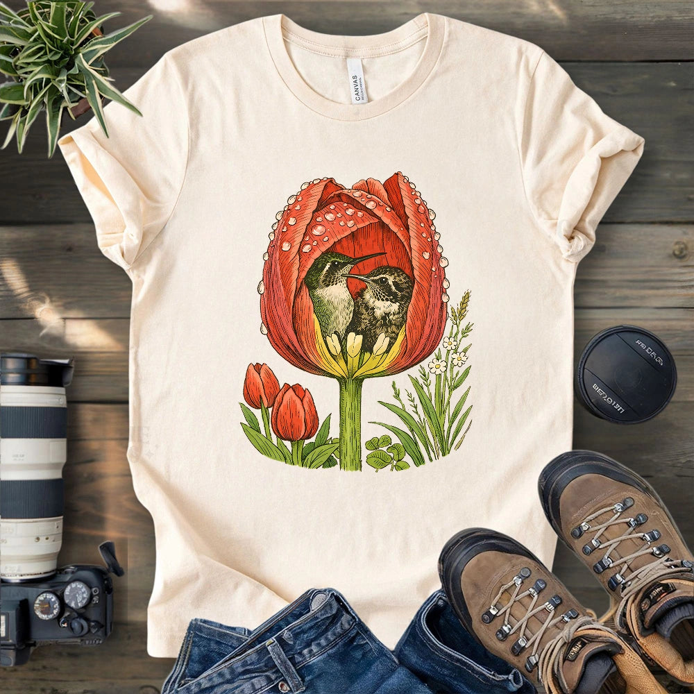 Hummingbirds In A Tulip T-shirt
