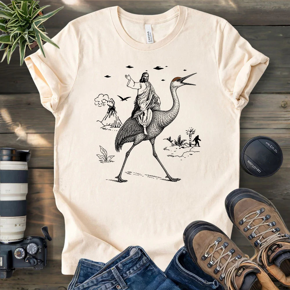 Jesus Riding Sandhill Crane T-shirt