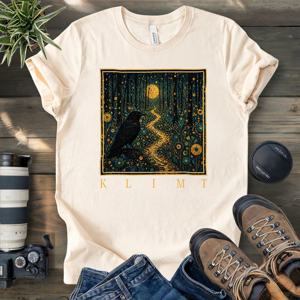 Klimt Crow On Golden Road T-shirt