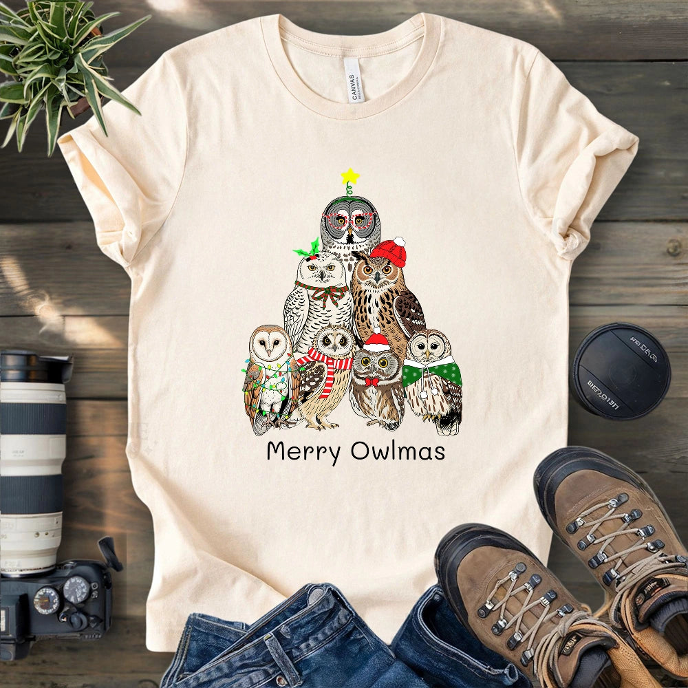 Owl Family Christmas T-shirt