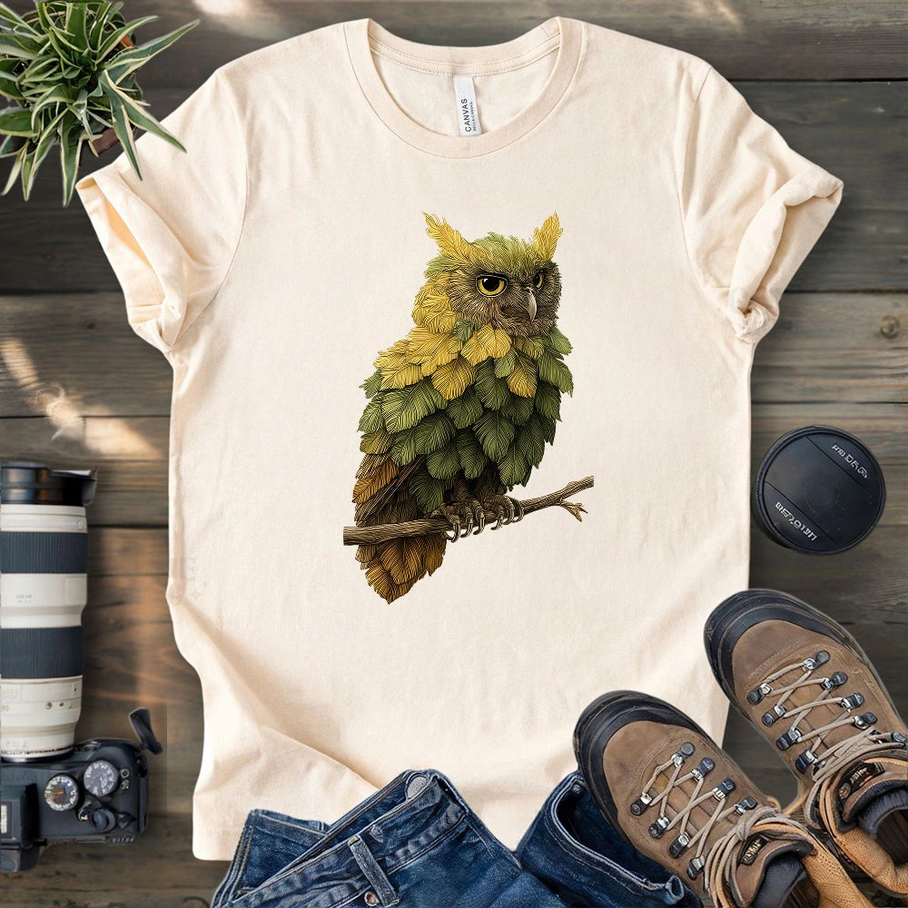 Owl Made By Leaves T-shirt
