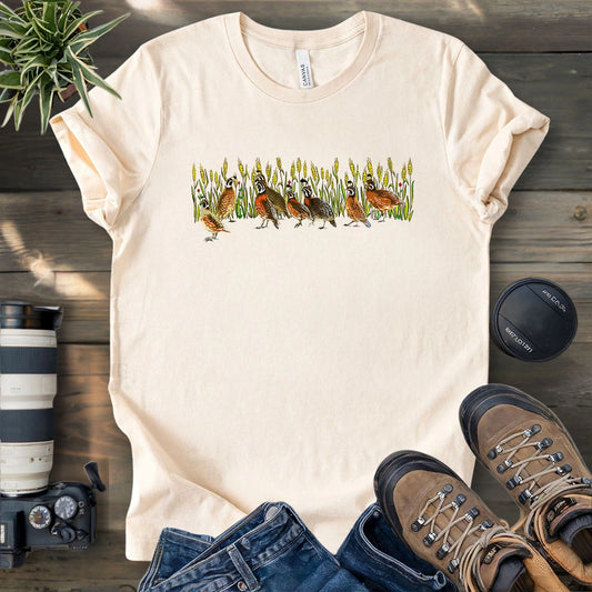 Quails At Wheat Field T-shirt