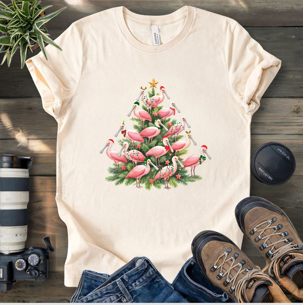 Spoonbill Christmas Tree T-shirt