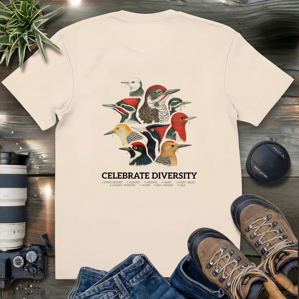 Celebrate Diversity Of Woodpeckers 2 Side T-shirt