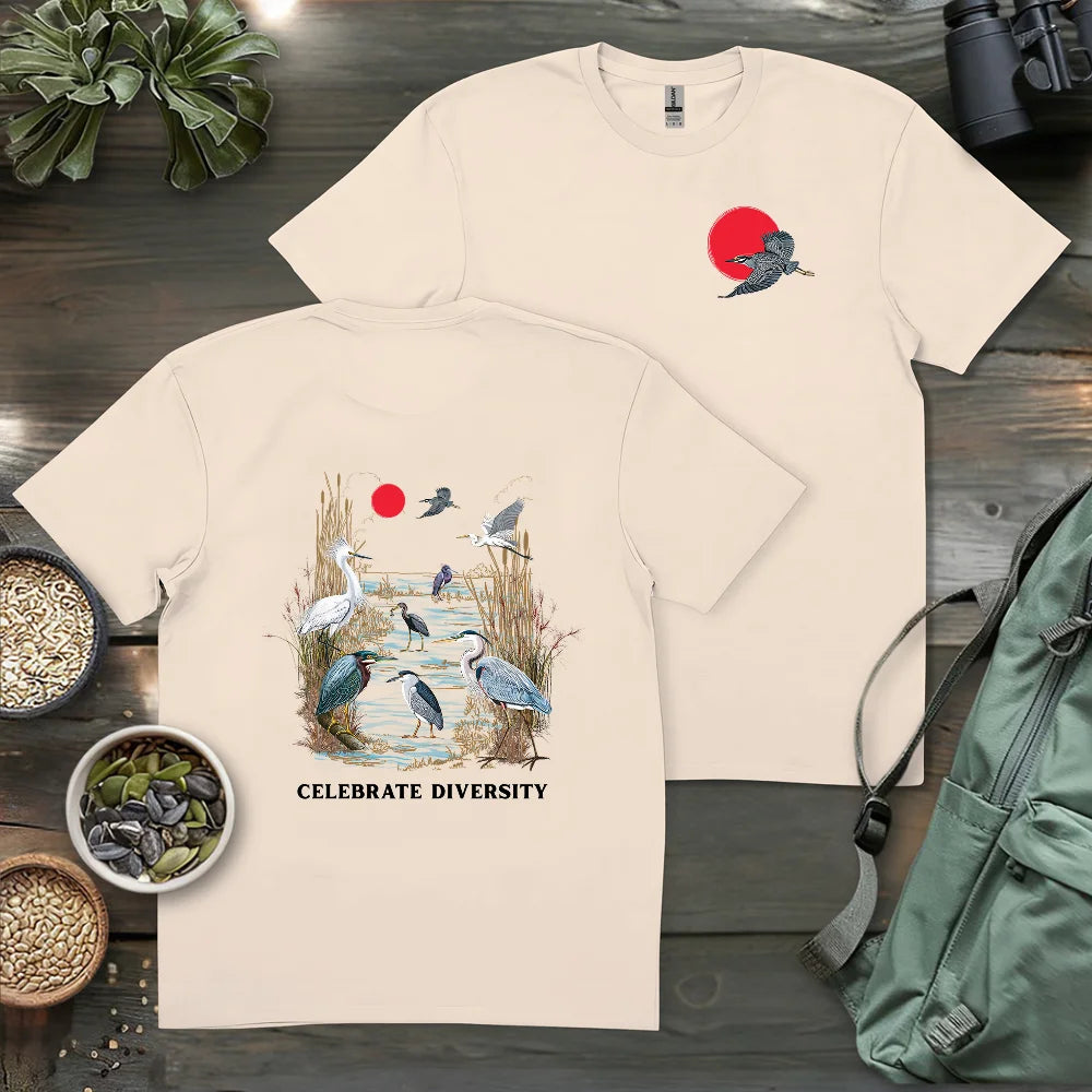 Celebrate Heron Diversity 2 Side T-shirt
