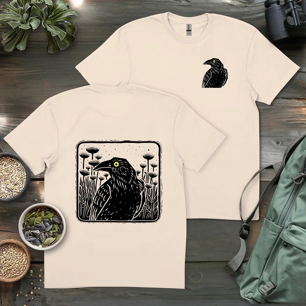 Floral Crow Silhouette 2 Side T-shirt