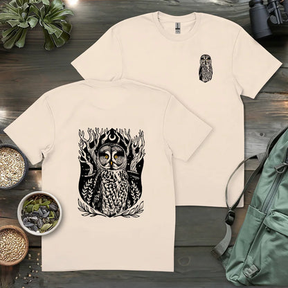 Great Grey Owl Linocut 2 Side T-shirt