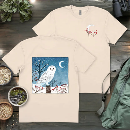 Snowy Owl At Midnight 2 Side T-shirt