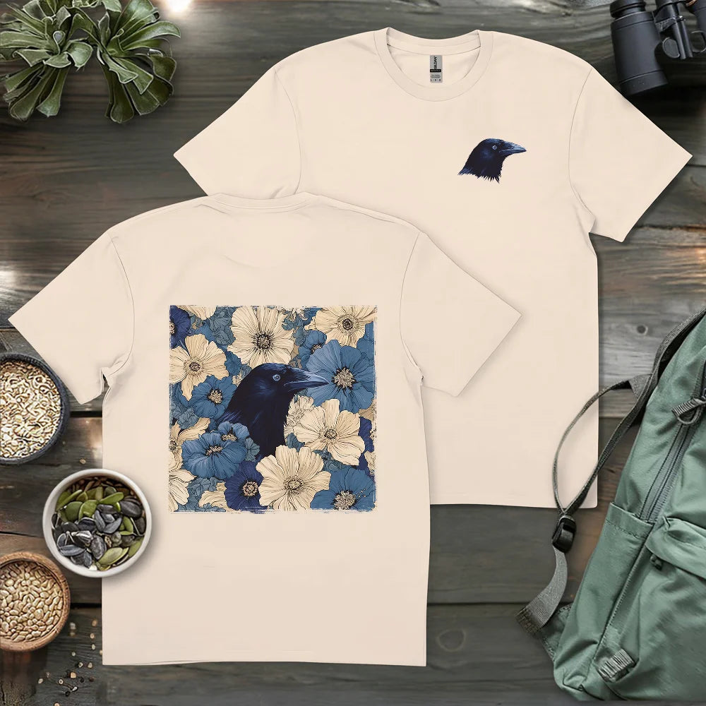Raven In Flower Field 2 Side T-shirt