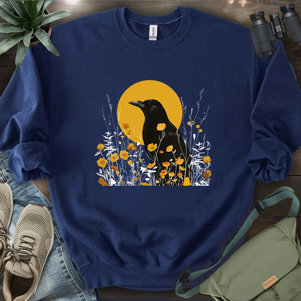 American Crow With Poppies Sweatshirt