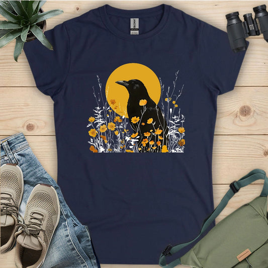 American Crow With Poppies Women's T-shirt