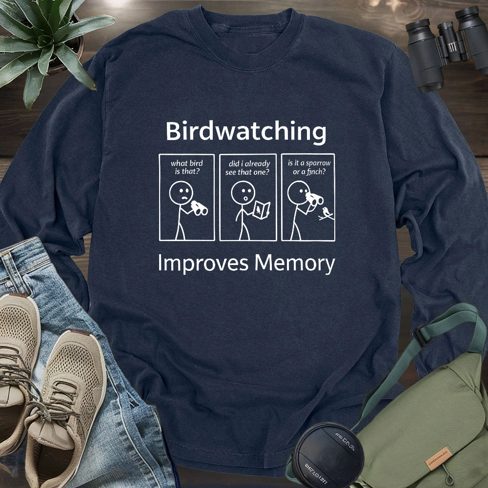 Birdwatching Improve Memory Long Sleeve T-shirt