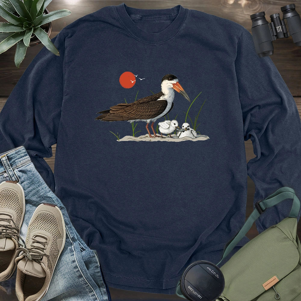 Black Skimmer With Chicks Long Sleeve T-shirt