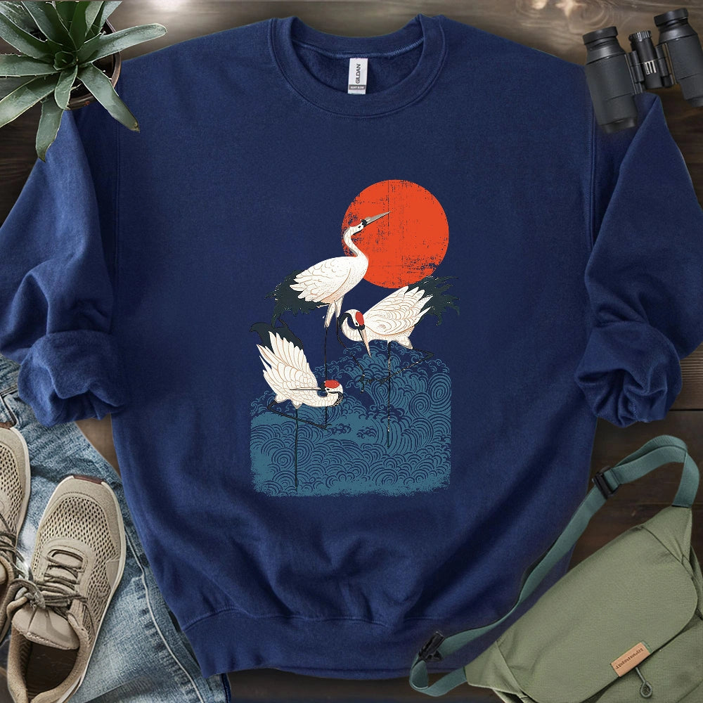Crimson Sun Cranes Sweatshirt