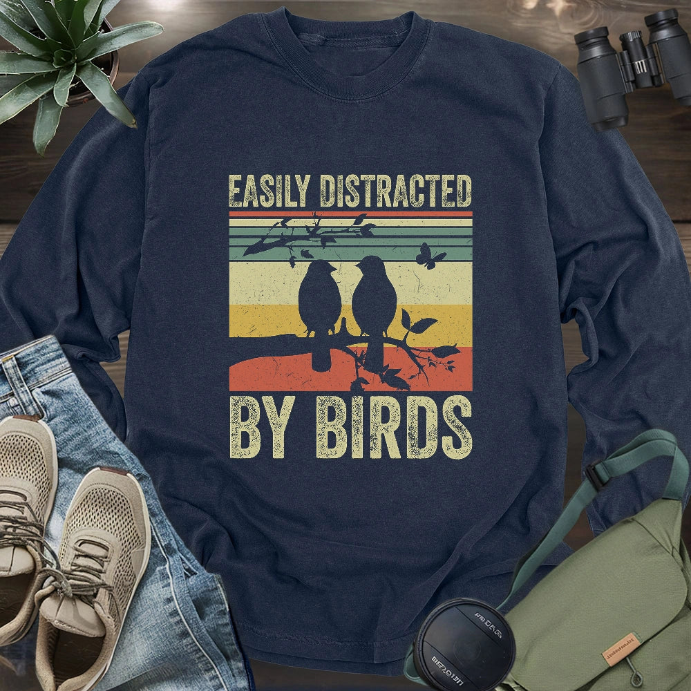 Easily Distracted By Bird Long Sleeve T-shirt