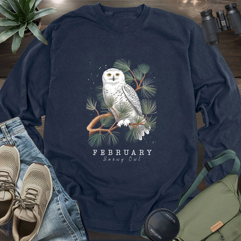 February Snowy Owl Long Sleeve T-shirt
