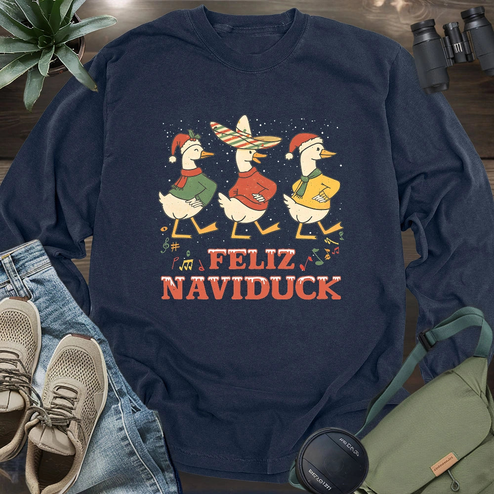 Feliz Naviduck Long Sleeve T-shirt