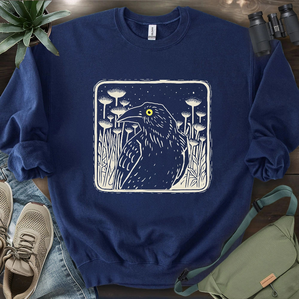 Floral Crow Silhouette Sweatshirt