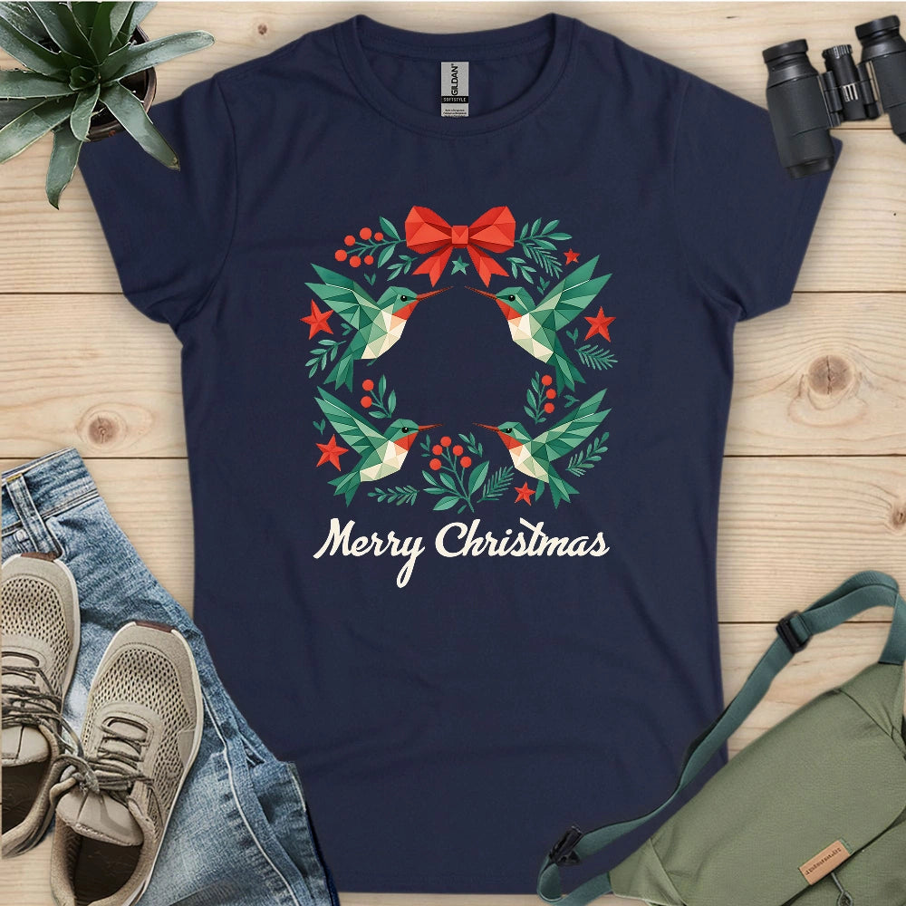 Geometric Hummingbird Wreath Women's T-shirt