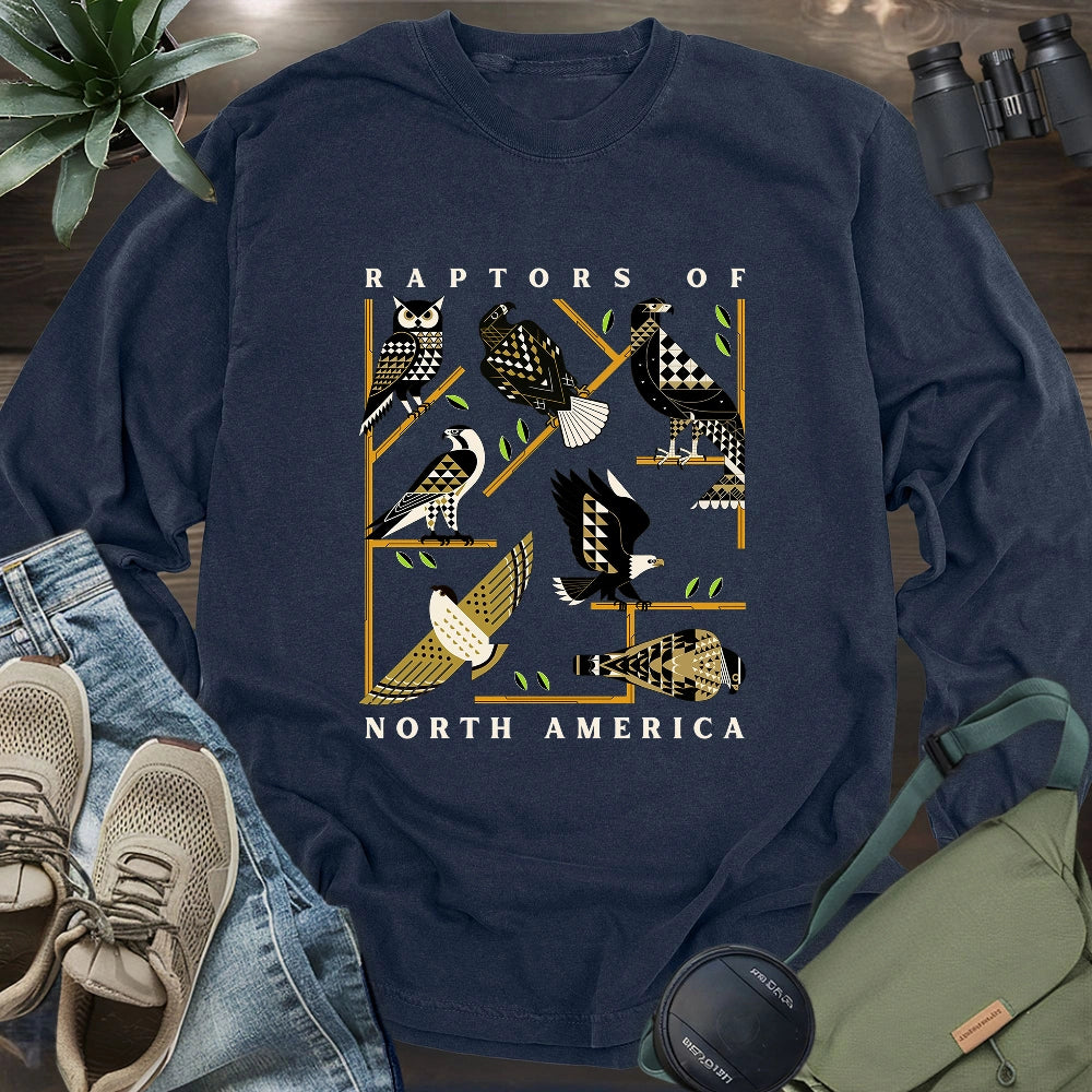 Geometric Raptors Of America Long Sleeve T-shirt