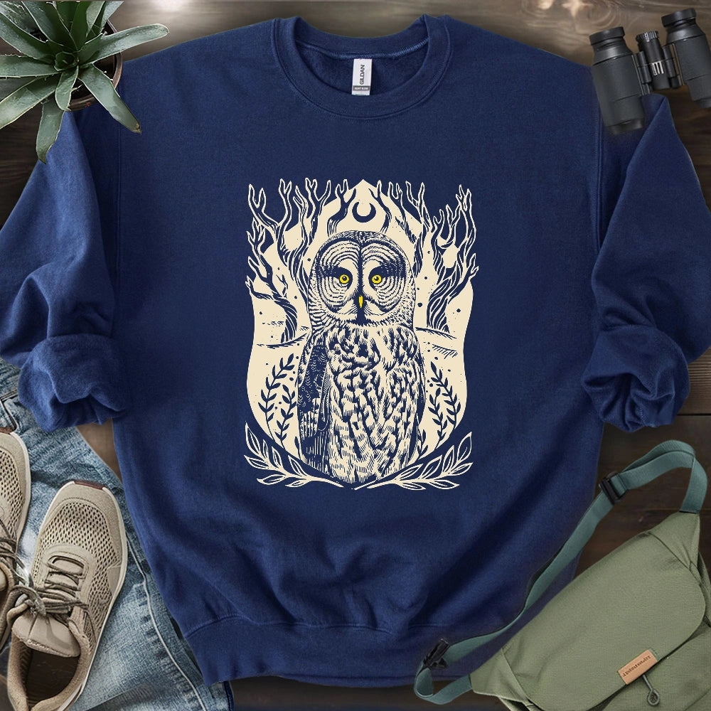 Great Grey Owl Linocut Sweatshirt